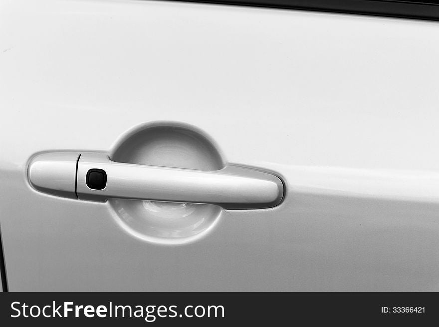 Car door handle monochrome close-up