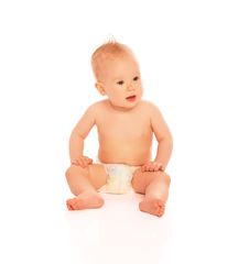 Happy Beautiful Baby In A Diaper Isolated Royalty Free Stock Images