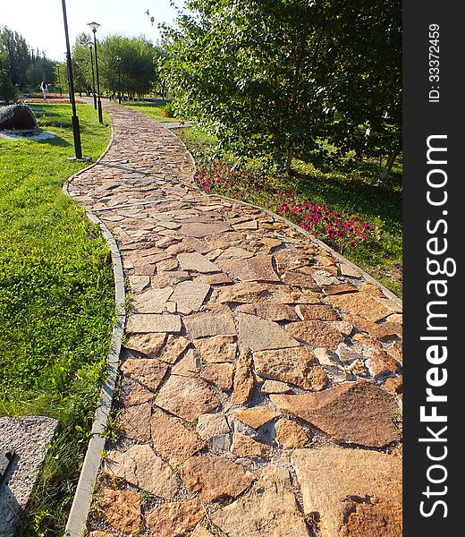 A path in the park paved with stones