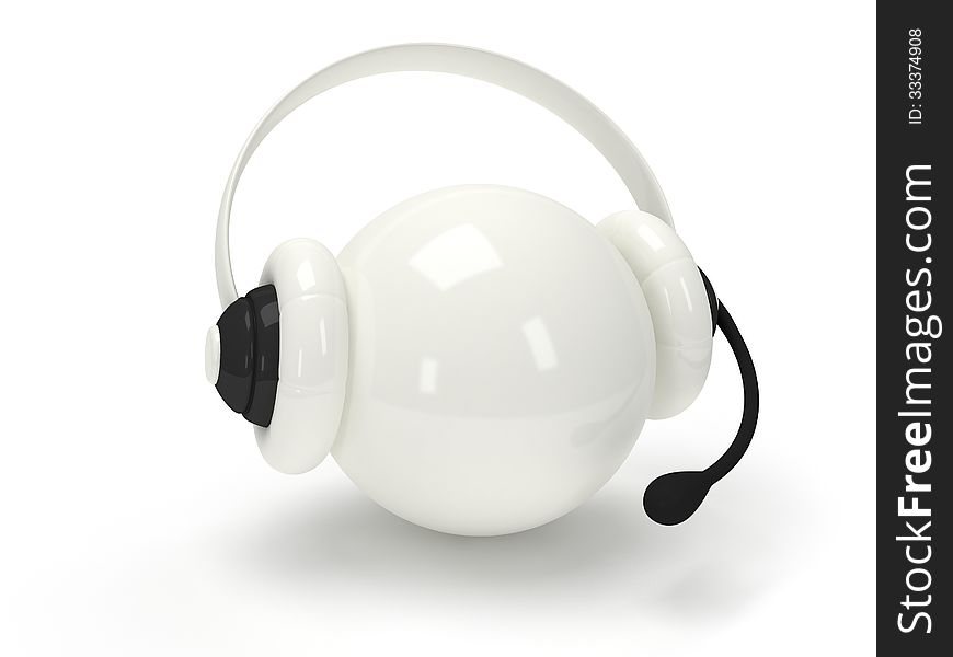 White Orb With Headset  Over White