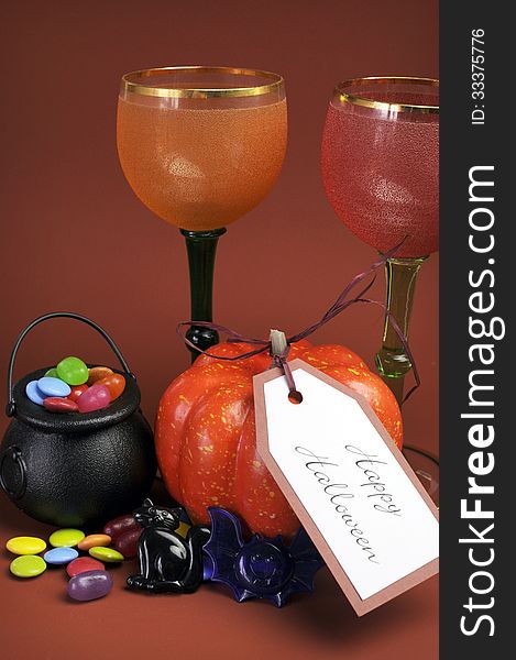 Halloween Table Setting Decorations With Goblets - Vertical.