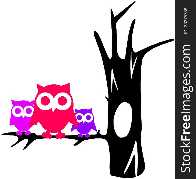 Contour Tree With Owls