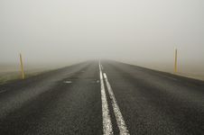 Icelandic Road In Fog Royalty Free Stock Photo