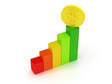 Colored Bar Graph With Dollar Coin Royalty Free Stock Image
