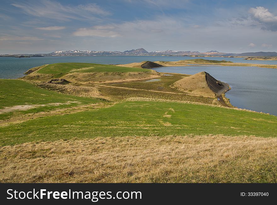 Landscape of Myvatn lake, Iceland