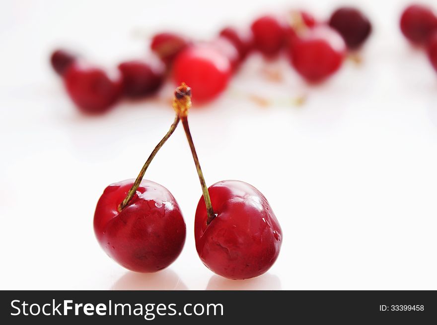 Cherry on the white background