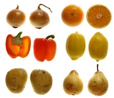 Two Halves Of Veg And Fruits Stock Image