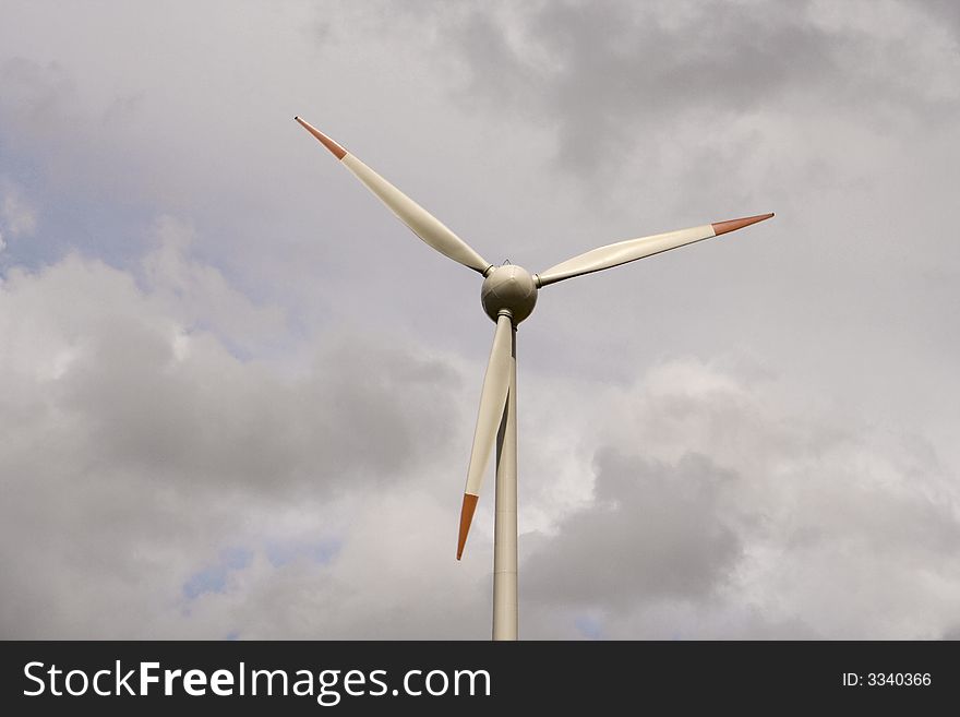 Alternative energy. Modern wind turbine creating renewable energy.