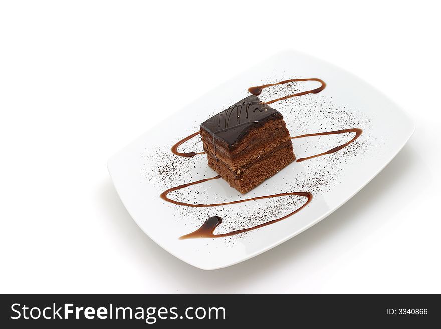 Delicious chocolate cake, sweet dessert