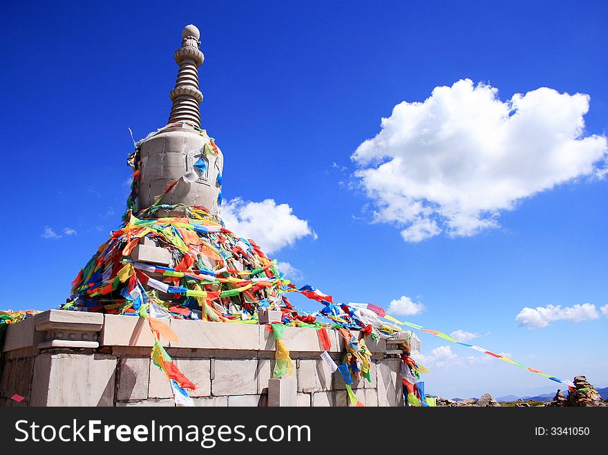 Stupa on the top of mountain