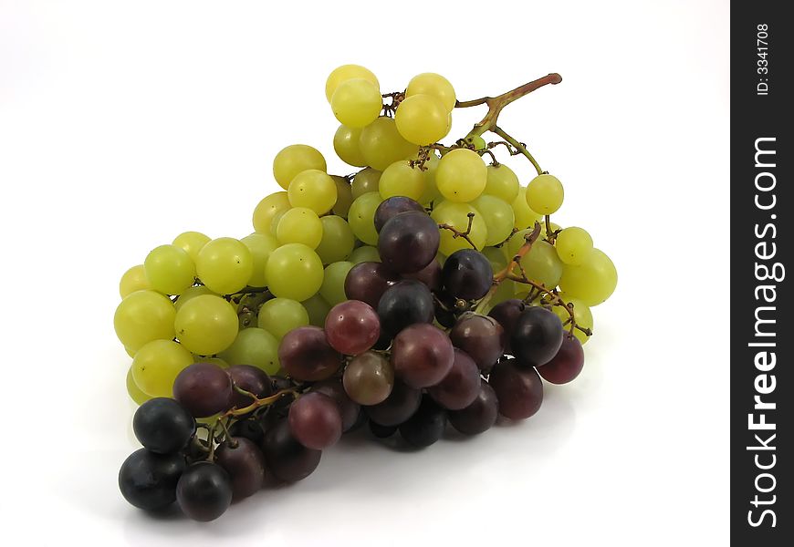 The natural sweet grapes on white background