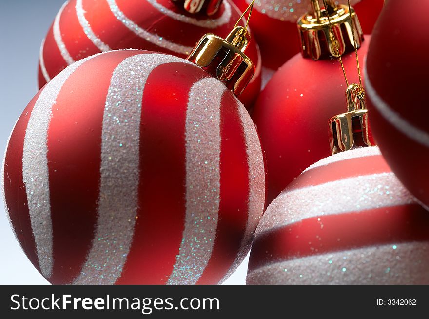 Christmas tree decoration balls on  background. Christmas tree decoration balls on  background.