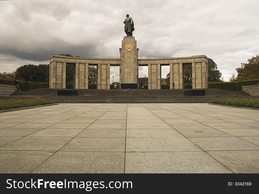 Monument of a soldier at the Soviet graveyard in Berlin. Monument of a soldier at the Soviet graveyard in Berlin