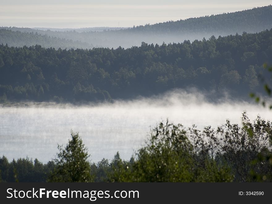 Lake in the Fog in the morning