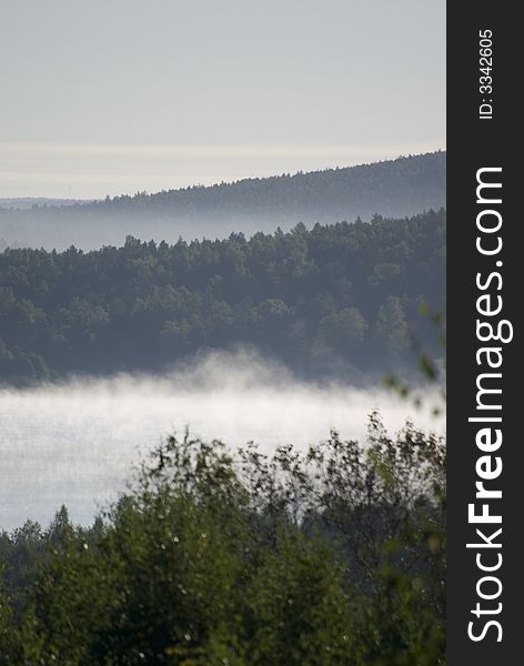 Lake in the Fog  in the morning in Russia. Lake in the Fog  in the morning in Russia