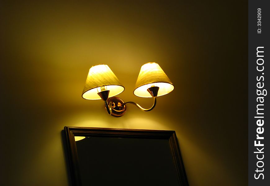 Lamp shades in resort room. Lamp shades in resort room