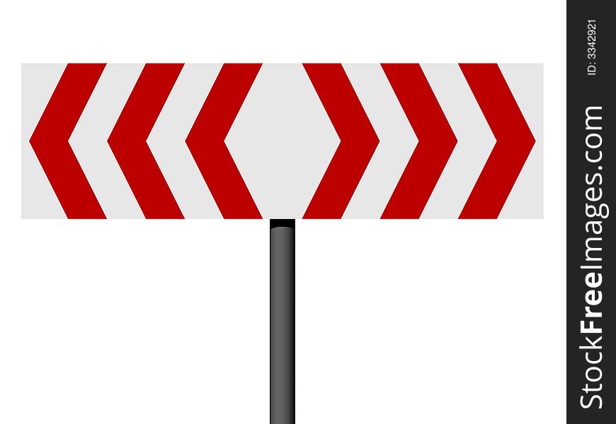 Red and white different direction sign isolated on a white background. Red and white different direction sign isolated on a white background