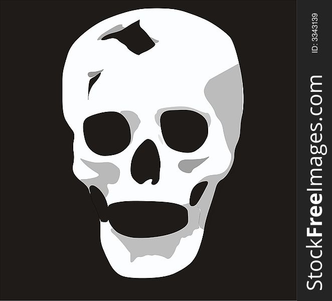 Vector image of a skull isolated on black.