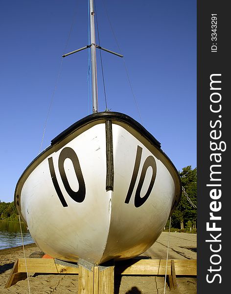 Small sailboat ready for winter. Small sailboat ready for winter