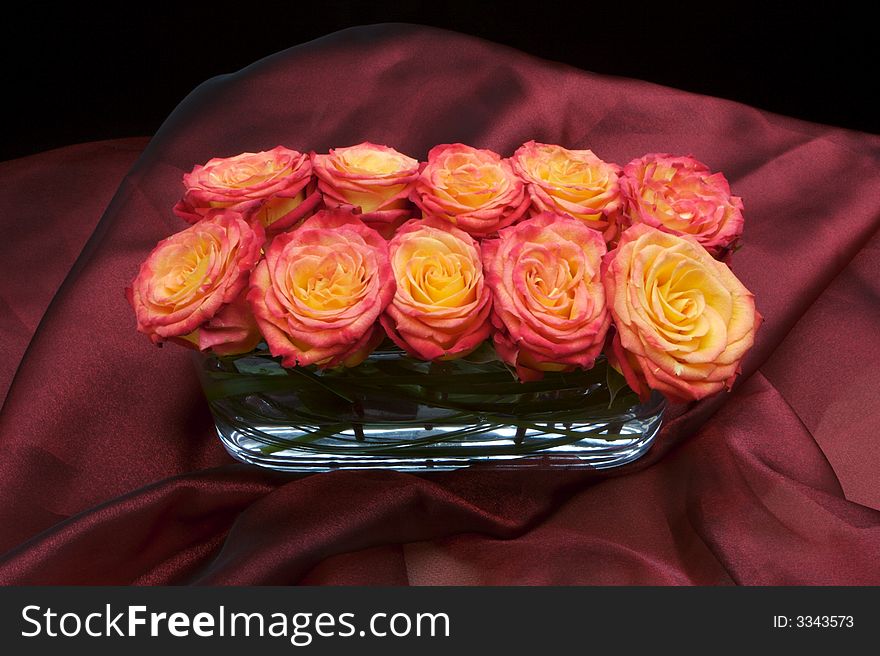 Wedding center piece roses on a background