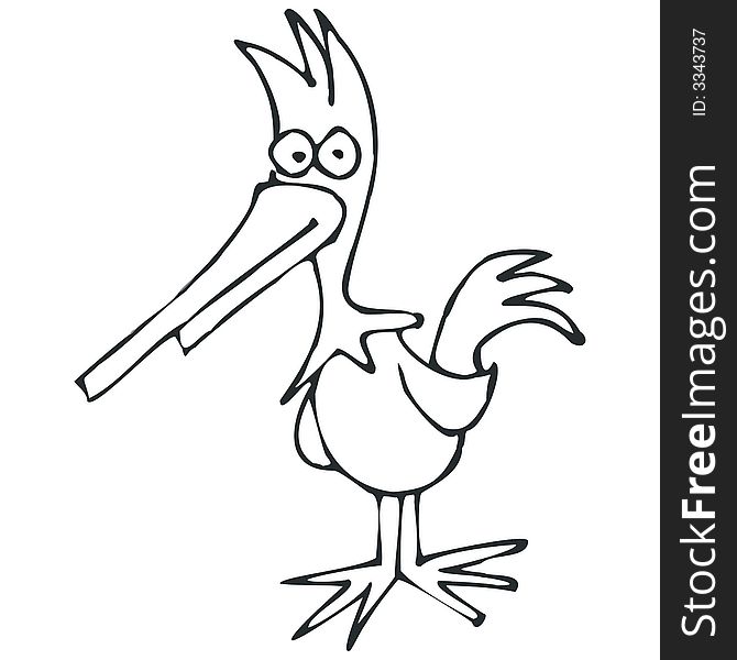 Art illustration in black and white: bird