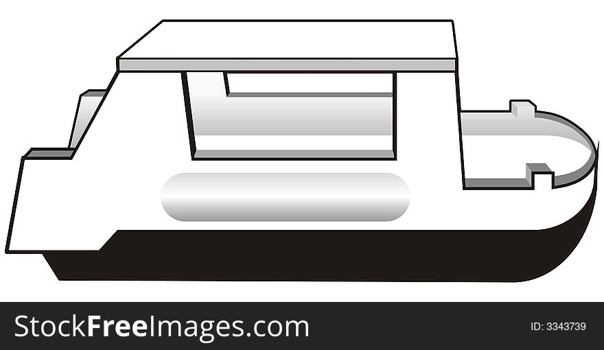 Art illustration in black and white:ferry boat. Art illustration in black and white:ferry boat