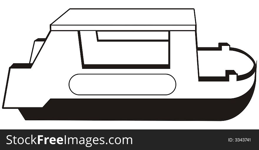 Art illustration in black and white:ferry boat. Art illustration in black and white:ferry boat
