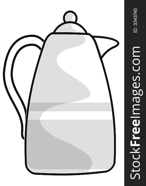 Art illustration in black and white: kettle