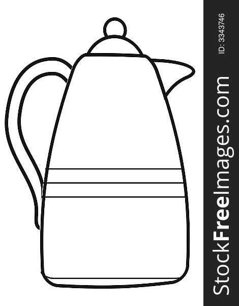 Art illustration in black and white: kettle