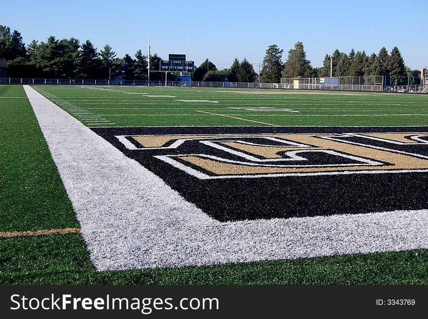 Corner of Endzone, American football field.