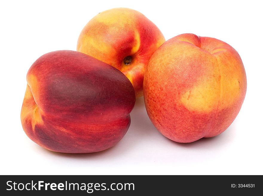 Image series of fresh vegetables and fruits on white background - peaches