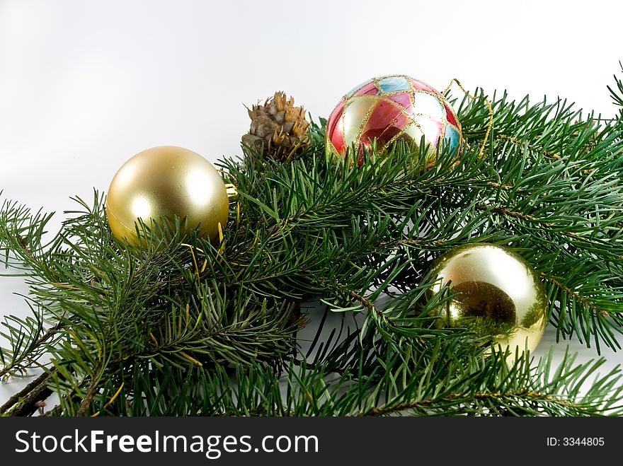 Christmas decoration-pine tree and balls.