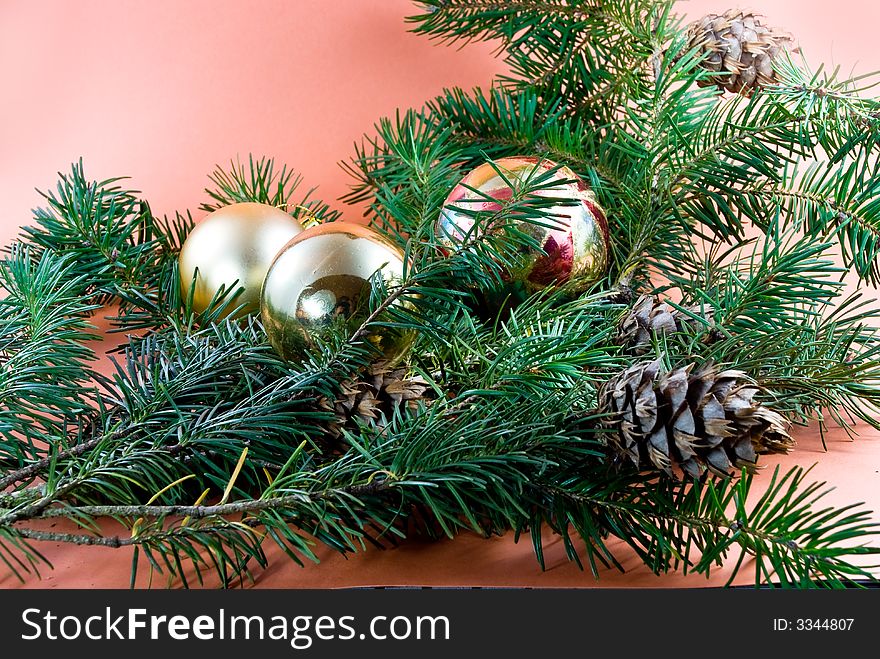 Christmas decoration-pine tree and balls.