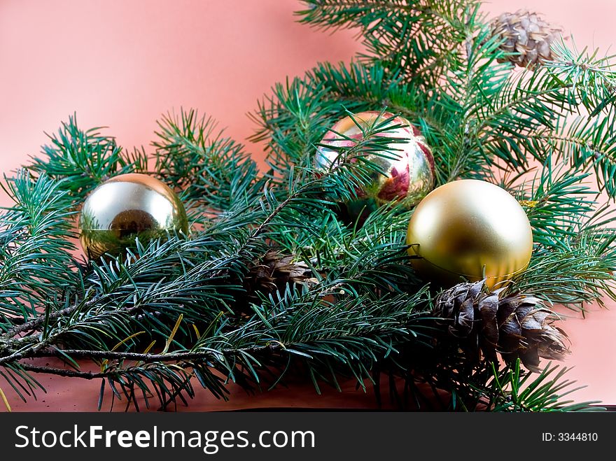 Christmas decoration-pine tree and balls.