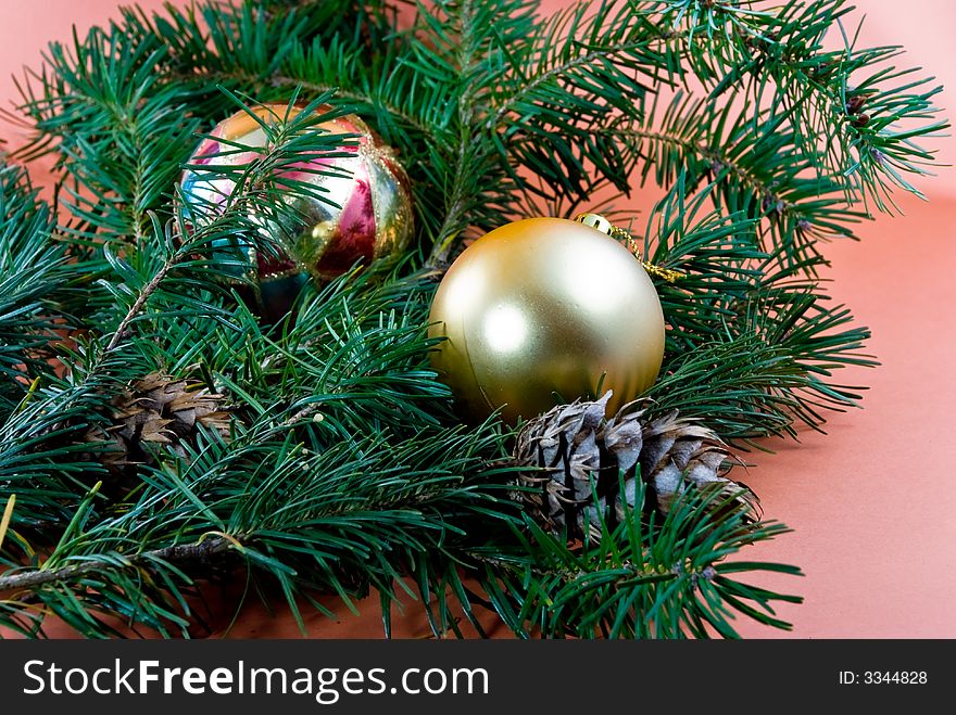 Christmas decoration-pine tree and balls.