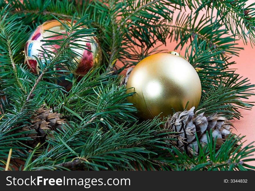 Christmas decoration-pine tree and balls.