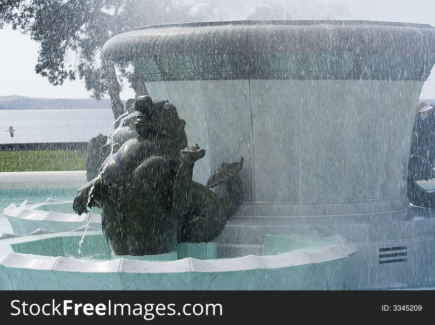 Fountain & Mythical Bronze Sea Creature. Fountain & Mythical Bronze Sea Creature