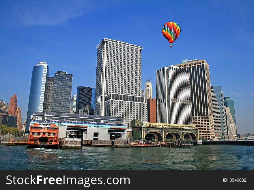 The New York City skyline from a tour boat