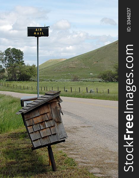 Mail box mounted hight with the printed words Air Mail. Mail box mounted hight with the printed words Air Mail.