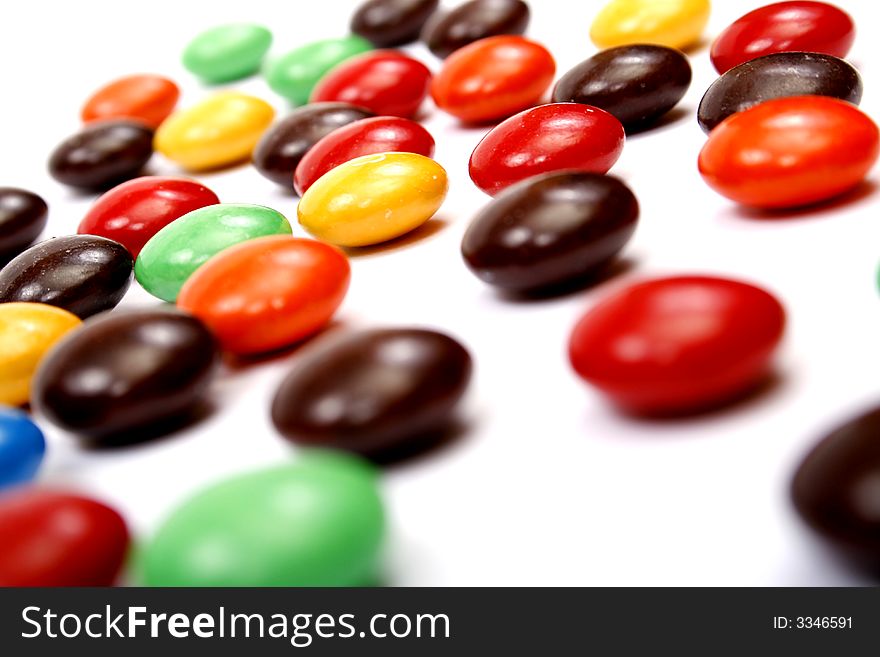 Colorful candies  isolated over white