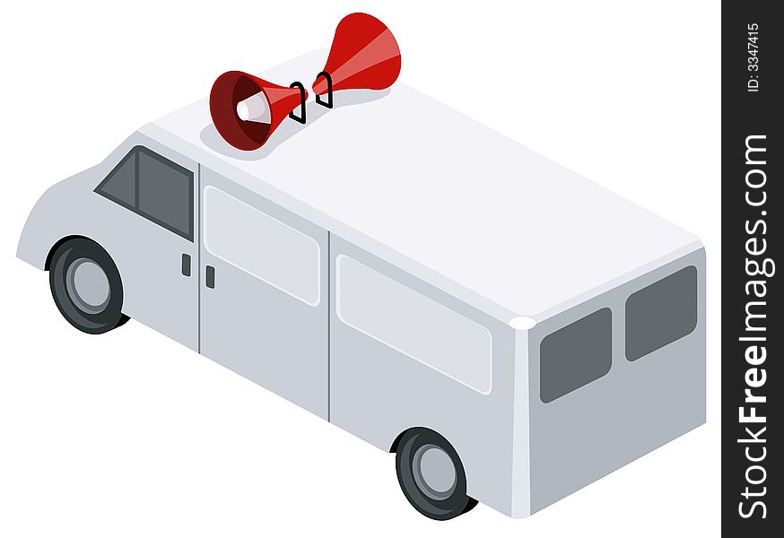 Vector art of a Van with speakers