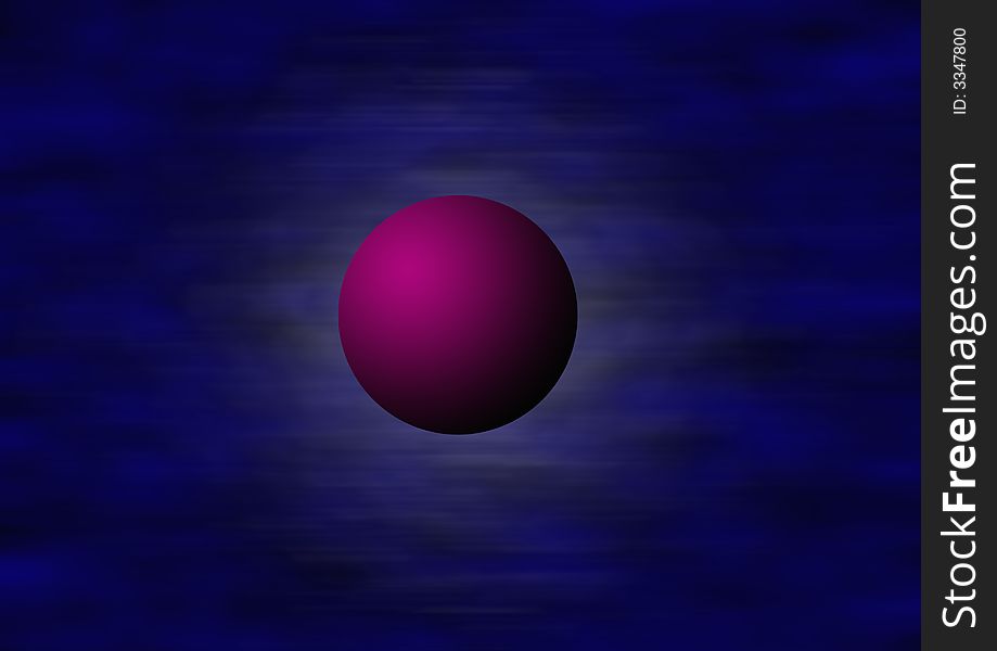 Darkblue blurred background with a levitating  pink ball in front. Darkblue blurred background with a levitating  pink ball in front