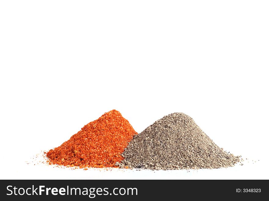 Different spices on white background, two species