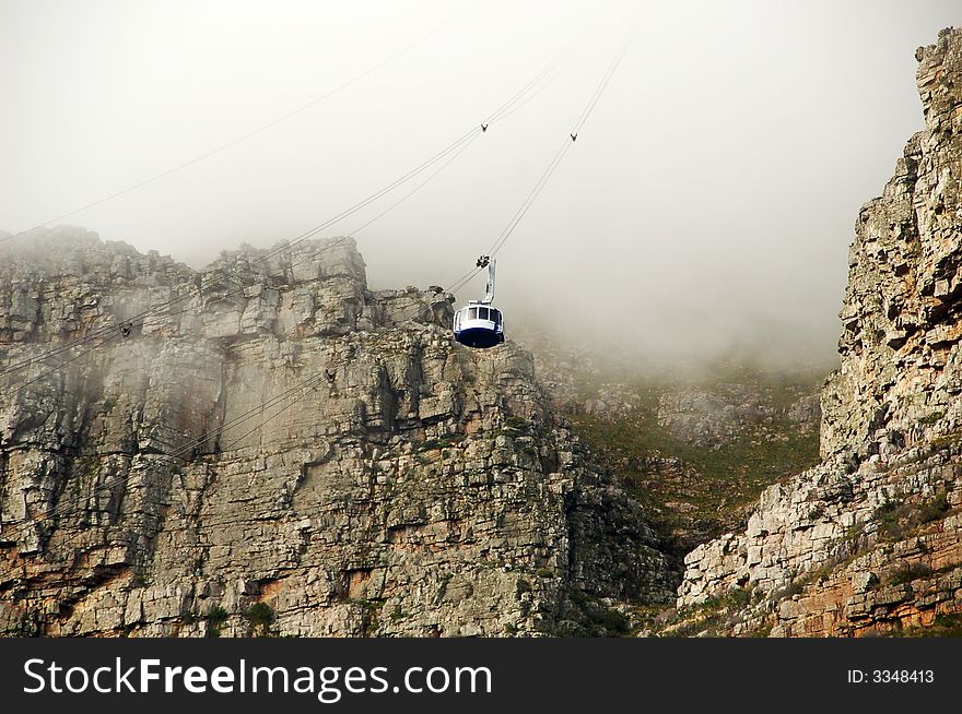 Climbing Table Mountain in lift - Cape Town, South Africa. Climbing Table Mountain in lift - Cape Town, South Africa
