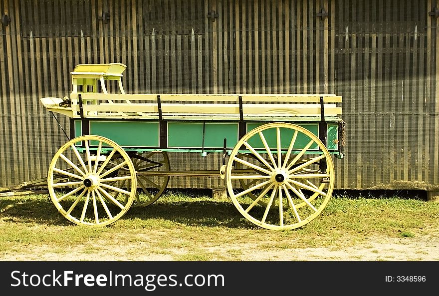 Colorful old horse drawn wagon. Colorful old horse drawn wagon