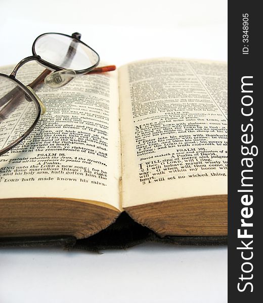 Open book on a plain background