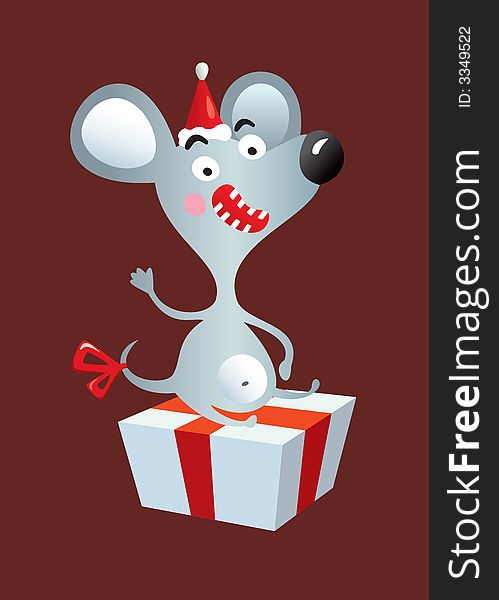 Illustration of  a happy rat with present. Illustration of  a happy rat with present.