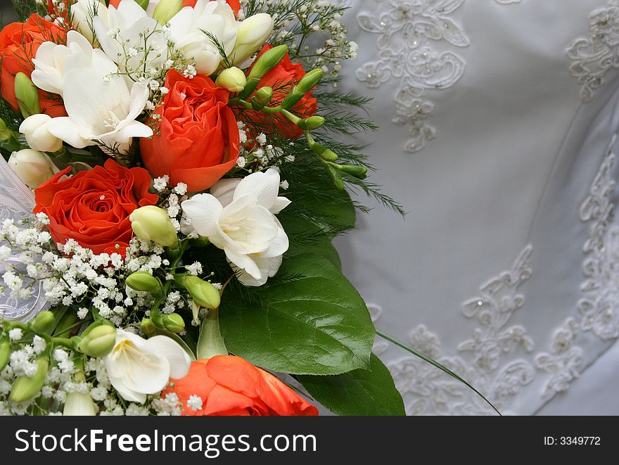 Detail of wedding clothes with beautiful flowers