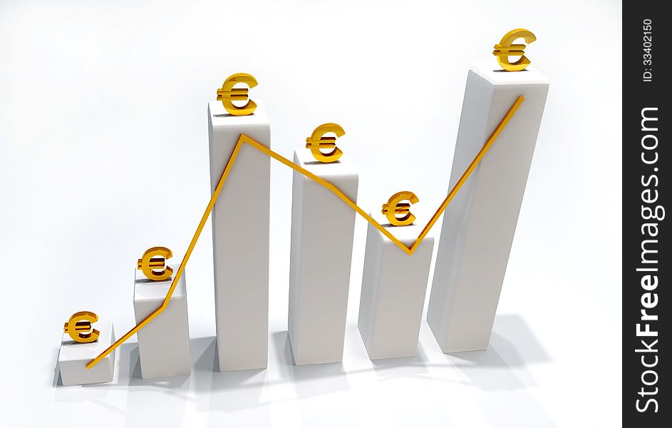 Euro Statistic finance 3D image white background