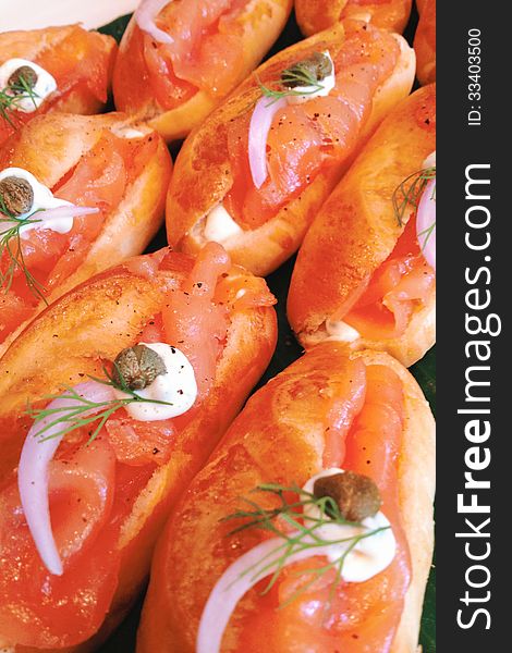 Smoked salmon soft roll background